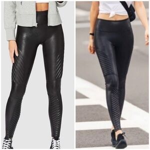 SPANX Faux Leather Moto Leggings Size XL
